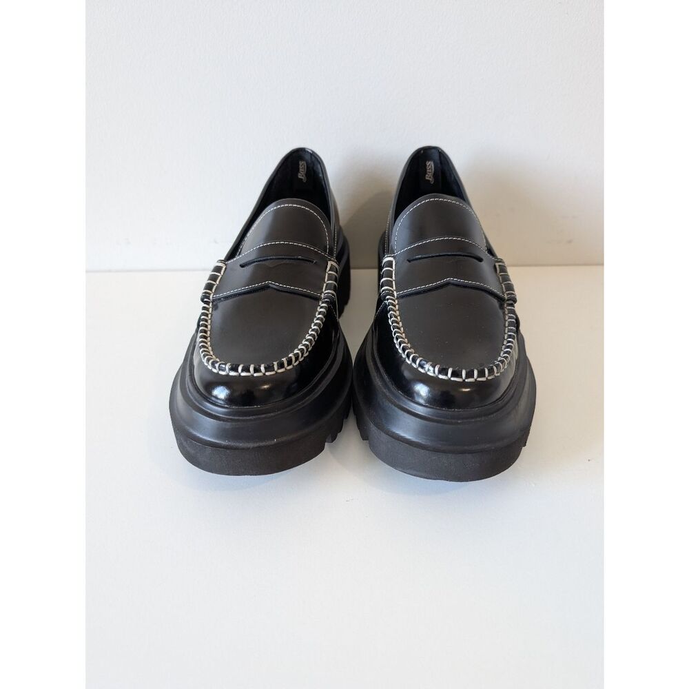 G.H.Bass Platform Lug smooth leather Loafers in Black - Picture 4 of 7